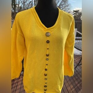 Pure Handknit Cotton V Neck Sweater